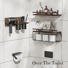Загрузить изображение в средство просмотра галереи, RoleDes Bathroom Floating Shelves with Hair Dryer Holder - Wall Mounted
