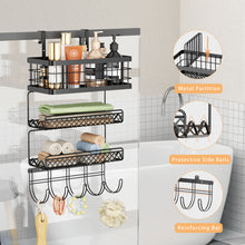 Load image into Gallery viewer, Hair Tool Organizer Wall Mount Metal Hair Dryer Holder with 3 Tier Shelf Storage Wire Basket Hook, Hot Tools Organizer Cabinet Door Flat Iron Holder for Blow Dryer, Curling Iron, Straightener
