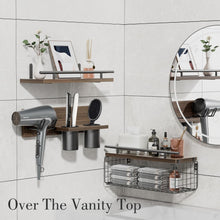 Cargar imagen en el visor de la galería, RoleDes Bathroom Floating Shelves with Hair Dryer Holder - Wall Mounted
