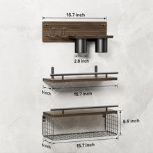 Load image into Gallery viewer, RoleDes Bathroom Floating Shelves with Hair Dryer Holder - Wall Mounted

