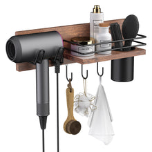 Carica l&#39;immagine nel visualizzatore di Gallery, Wooden Hair Dryer Holder Wall Mount,Bathroom Organizer for Styling Tools
